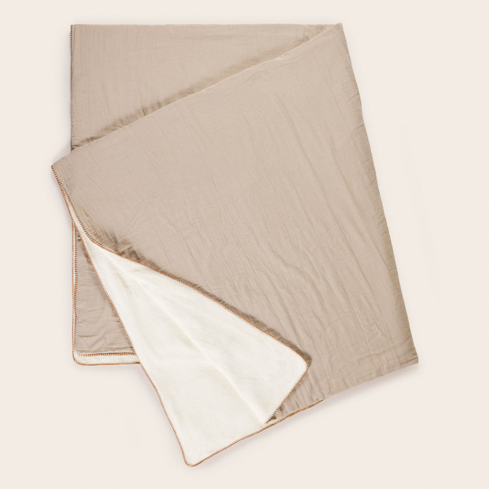 Couvre-lit DASHAN beige naturel et feston carame - 4