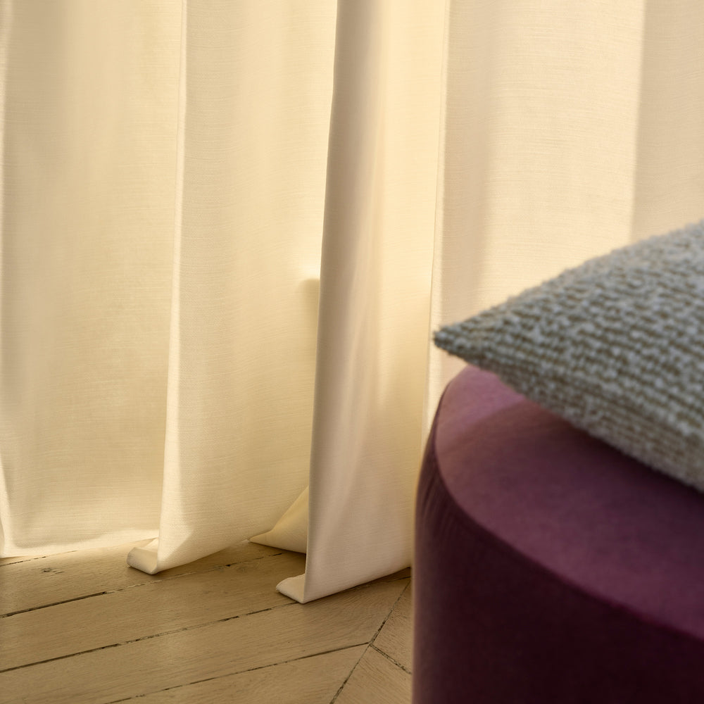 Rideau Élégant avec Galon Fronceur DALILA Ivoire - Tissu Satiné pour Chambre ou Salon - 5