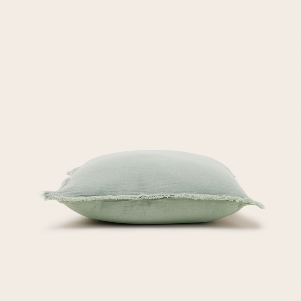 Lot de 2 taies d'oreiller LOU sauge - Gaze de coton lavé ultra-doux - 5