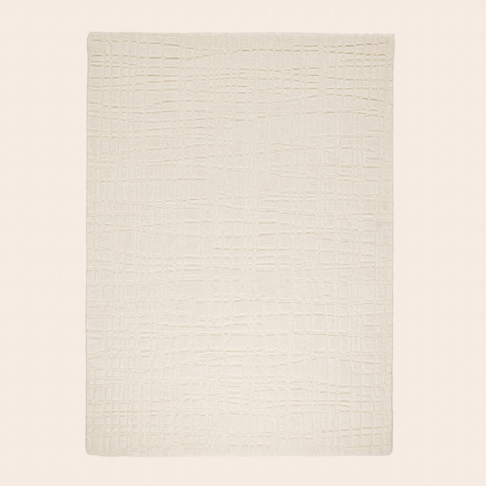 Tapis de sol HARTURO ivoire design élégant - 100% touffeté main pour salon et chambre moderne