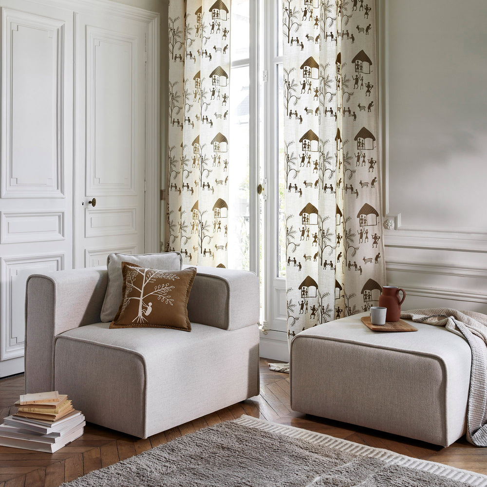 Housse de coussin KANAN marron et écru - 10