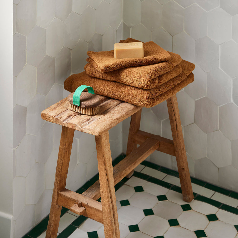 Serviette de toilette AKEMI caramel haut de gamme en tissu éponge - 5