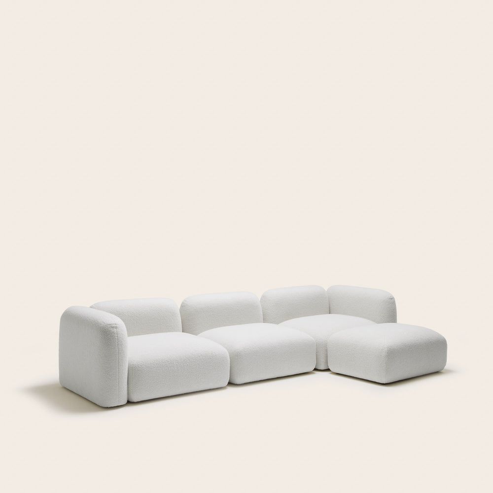 1. Canapé modulable avec accoudoir G ISILD en tissu bouclette ivoire design scandinave élégant et confortable - 8