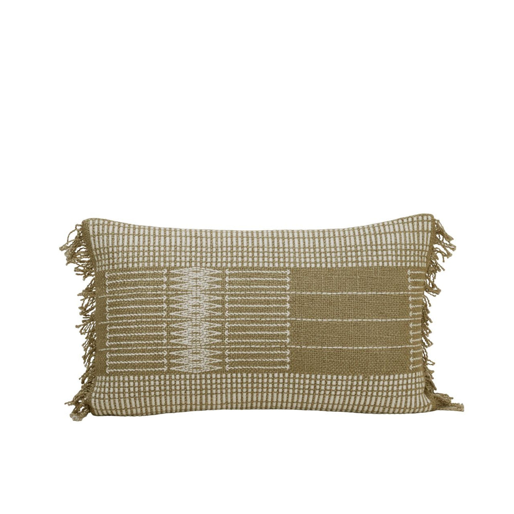Housse de coussin MELKI olive douce élégant design rectangulaire folk - 8
