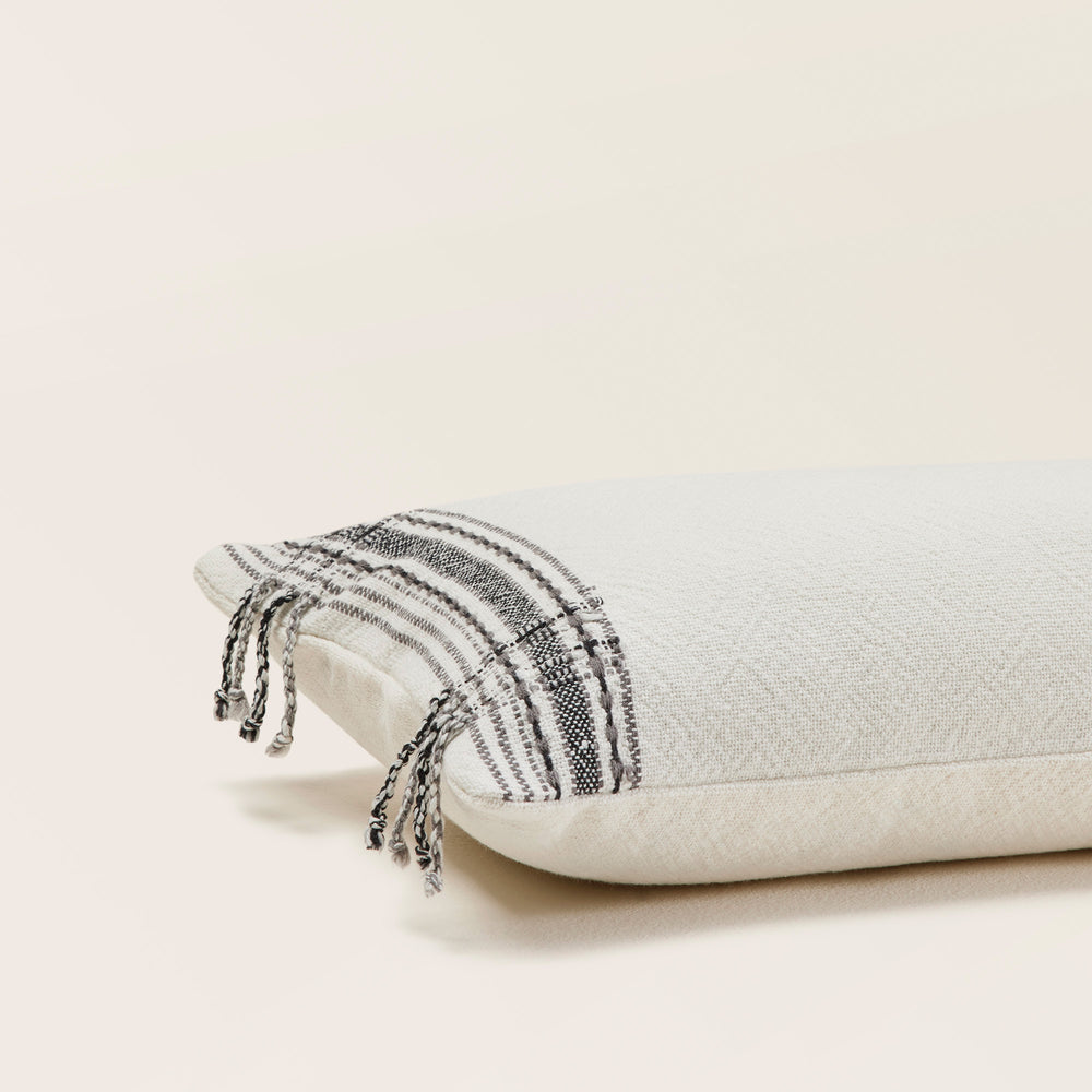 Housse de coussin PAVANI 100 % coton rayures blanches et noires - 8