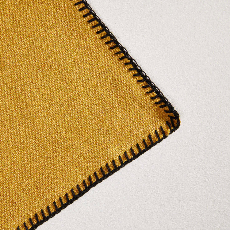 Set de Table NINO Ocre et Feston Noir - Lin Européen Certifié Oeko-tex - 4