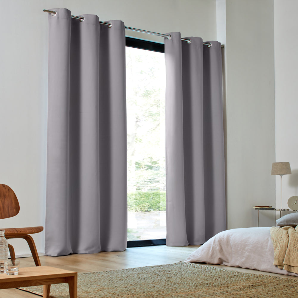 Lot de 2 rideaux occultants 80% à oeillets BLACKOUT gris moyen - 4