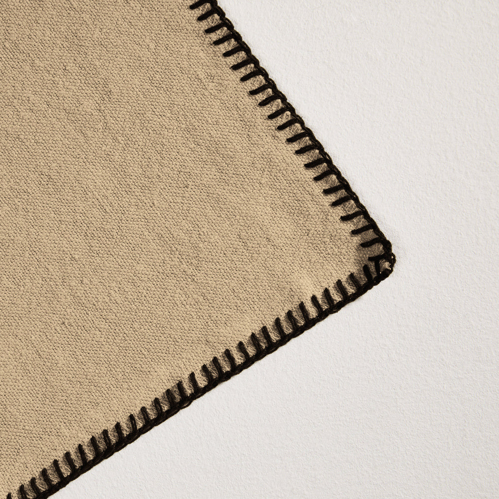 Set de table NINO seigle et bord festonné noir - 100% lin européen OEKO-TEX® certifié - 6