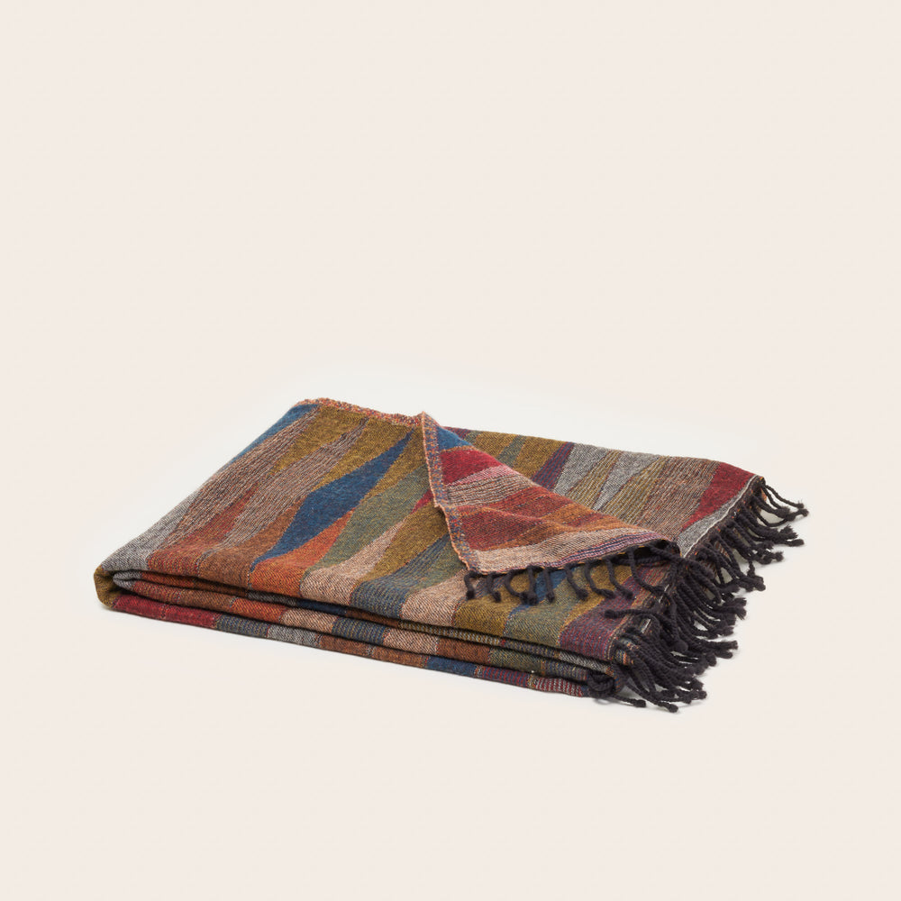 Plaid Fadel Multicolore 100% Laine de Qualité - Chaud et Doux avec Design Moderne