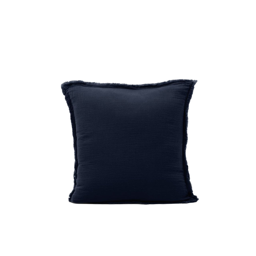 Taie d'oreiller LOU encre bleue de luxe en coton lavé doux et respirant - 5