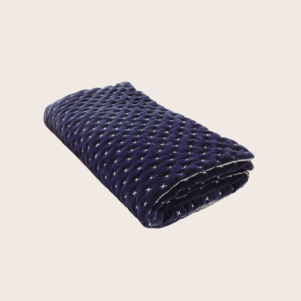 Housse de Couette Matelassée MALO - Bleu Nuit Profond