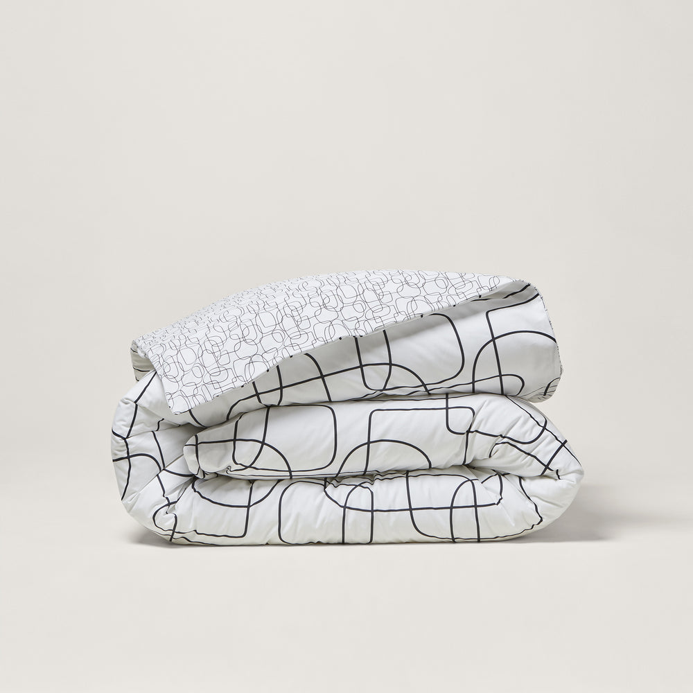 Housse de Couette ARIANA Blanc et Noir - 80 fils/cm² en Percale de Coton avec Passepoil… - 6