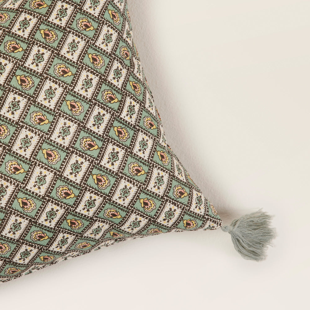 Housse de coussin SATIA vert de gris et écru - 7